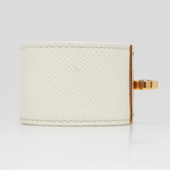 Hermes White Epsom Leather Gold Plated Kelly Dog Bracelet - Picture 2 of 6